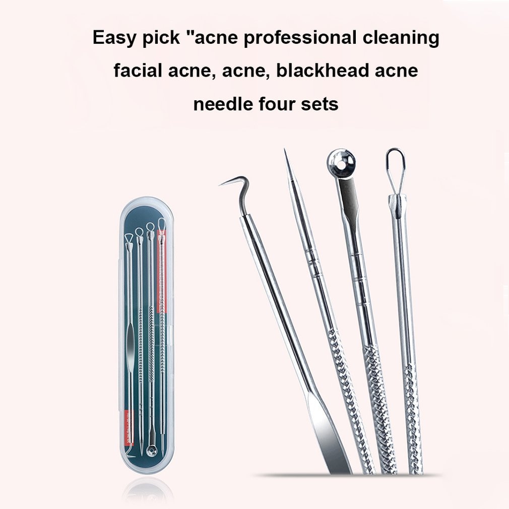 4 Pcs/set Komedo Comedone Jerawat Jerawat Komedo Remover Alat Sendok untuk Wajah Kulit Perawatan Alat Jarum Facial Pore Cleaner