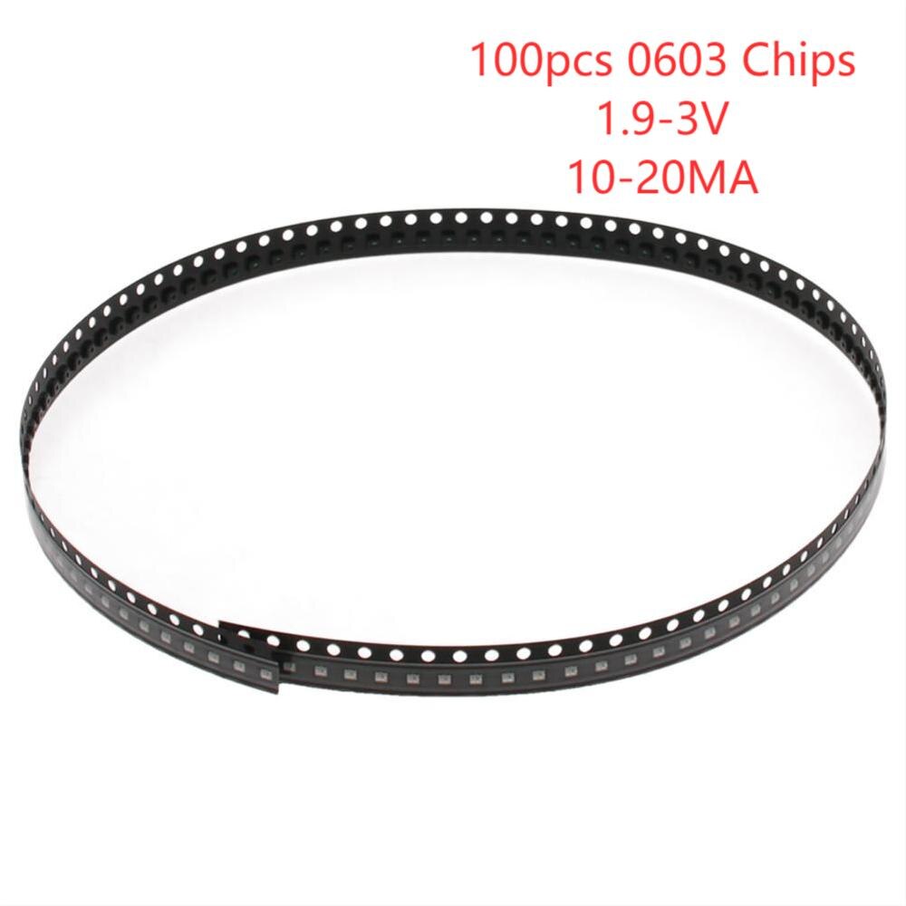 100pcs 0603 SMD LED Diode SMD LED Rectangle Lamp Beads 1.9-3V Emitting Diodes 10-20MA For LED Strip Lights Bulb