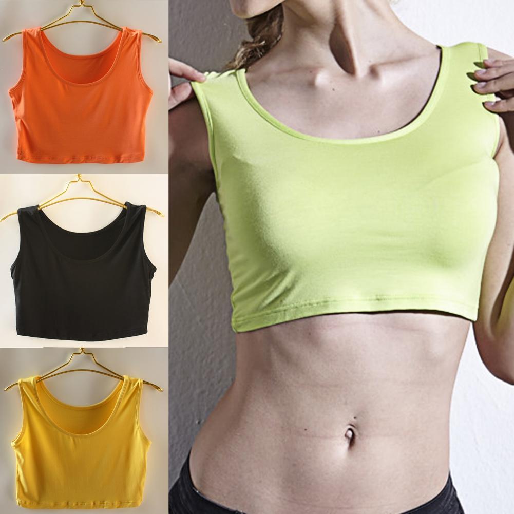 Sleeveless U-neck Wrap Chest Modal Crop Top Tank Top Workout Vest Streetwear