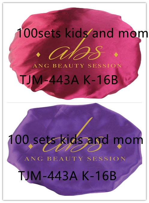 200 Sets Mommy And Baby 2pcs Set Satin Bonnet for curly Hair Double Layer Silky Night Sleep Cover Cap Parents and kids Hat