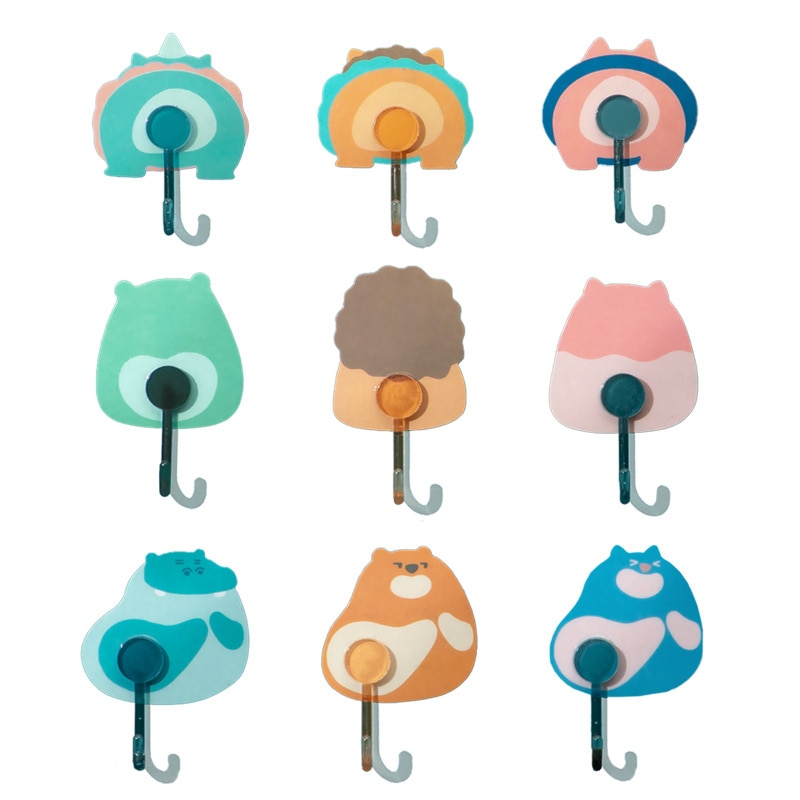 Creative cartoon Wall Hook Towel Key Hanger Wall Coat Rack Bathroom Hook Self Adhesive Holder Cute Room Wall Hooks Decorative