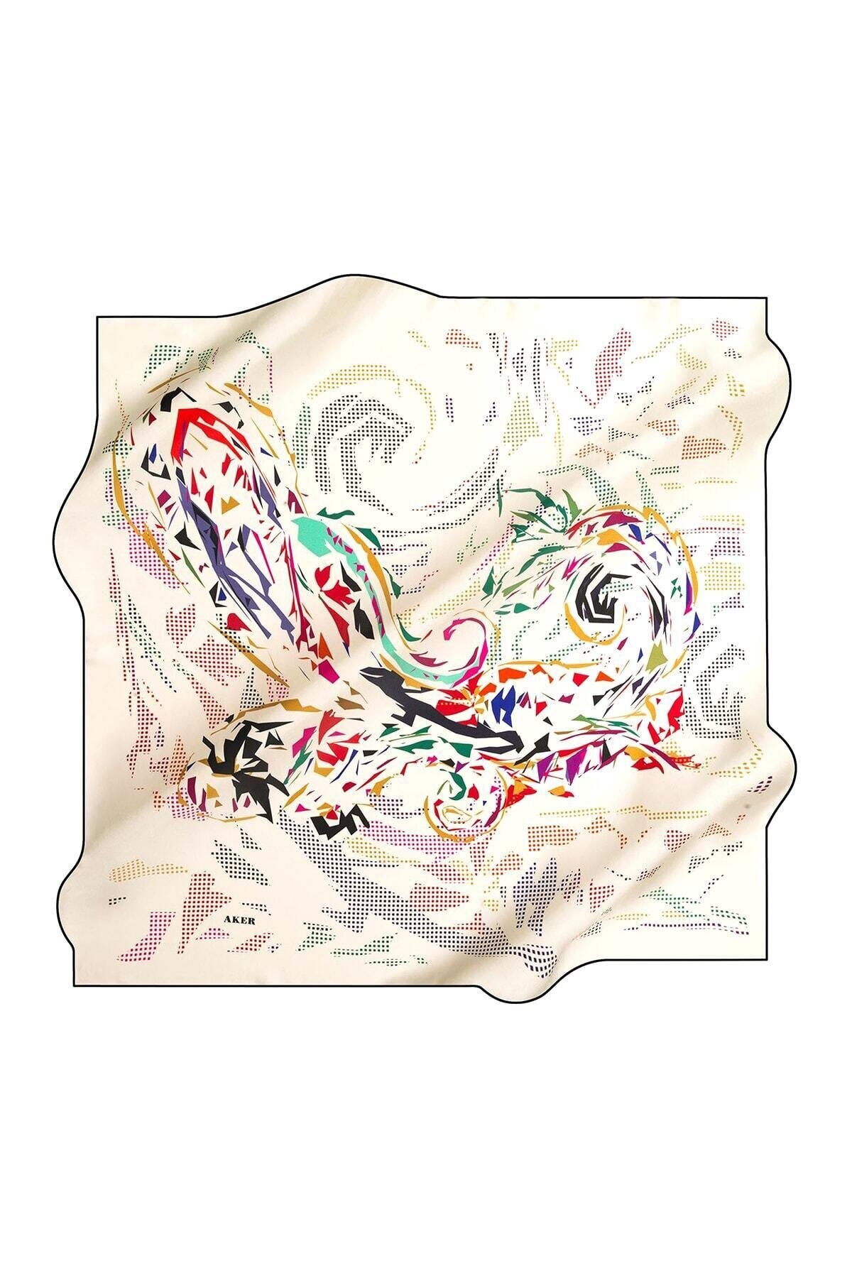 Women's Red Patterned Scarf 7780713