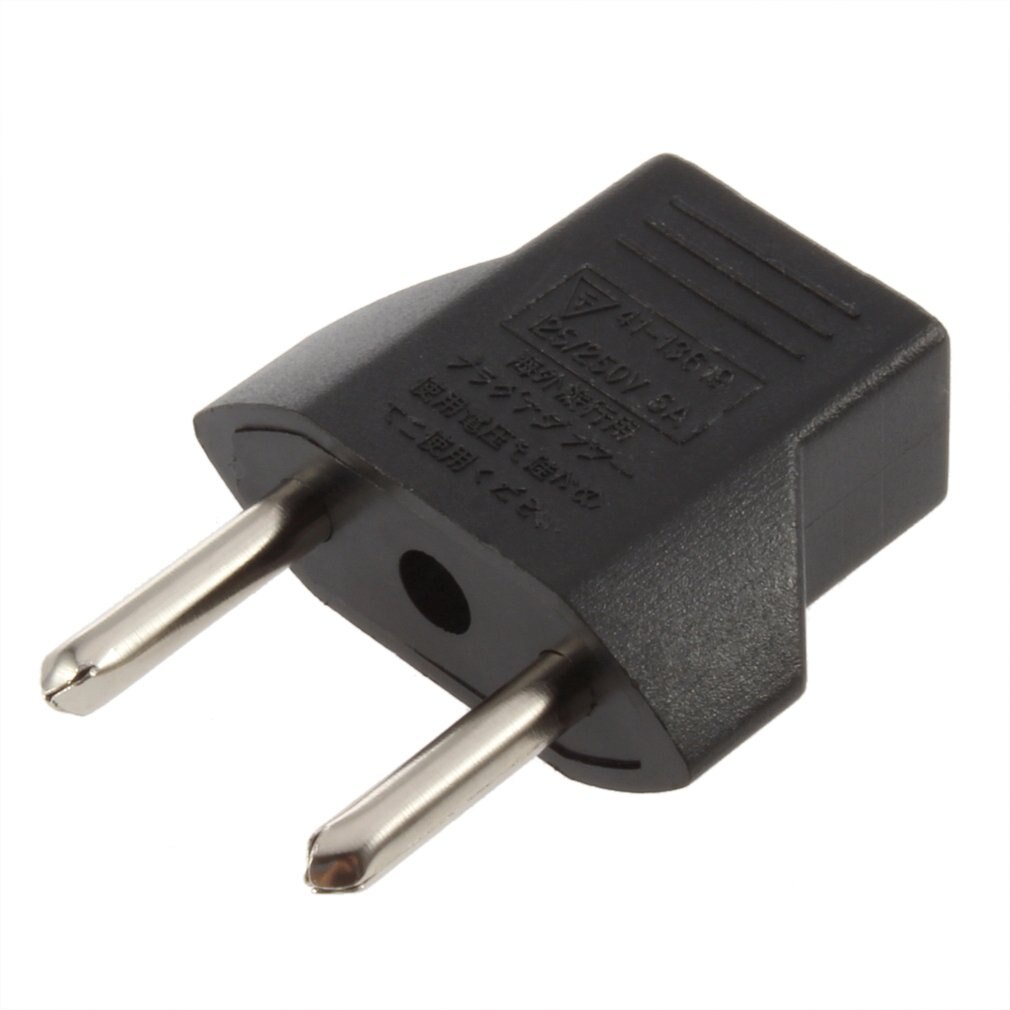 1pcs 6A EU Adapter Plug Europe Wall Power Charger 2 Flat Pin To EU 2 Round Pin Plug Socket Power Charger Adapter