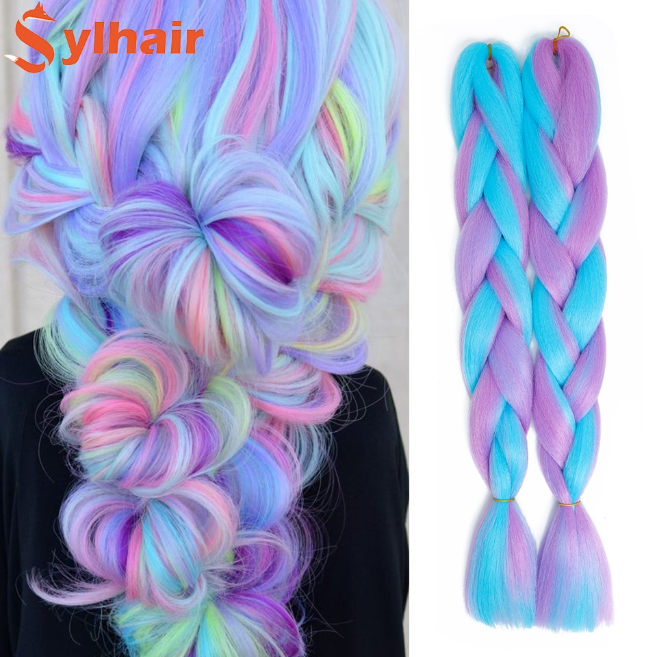 Sylhair Ombre 24inch 100g Jumbo Hair For Braid Ombre Braiding Hair Extensions Synthetic Jumbo Braids Blonde Pink Golden Hair