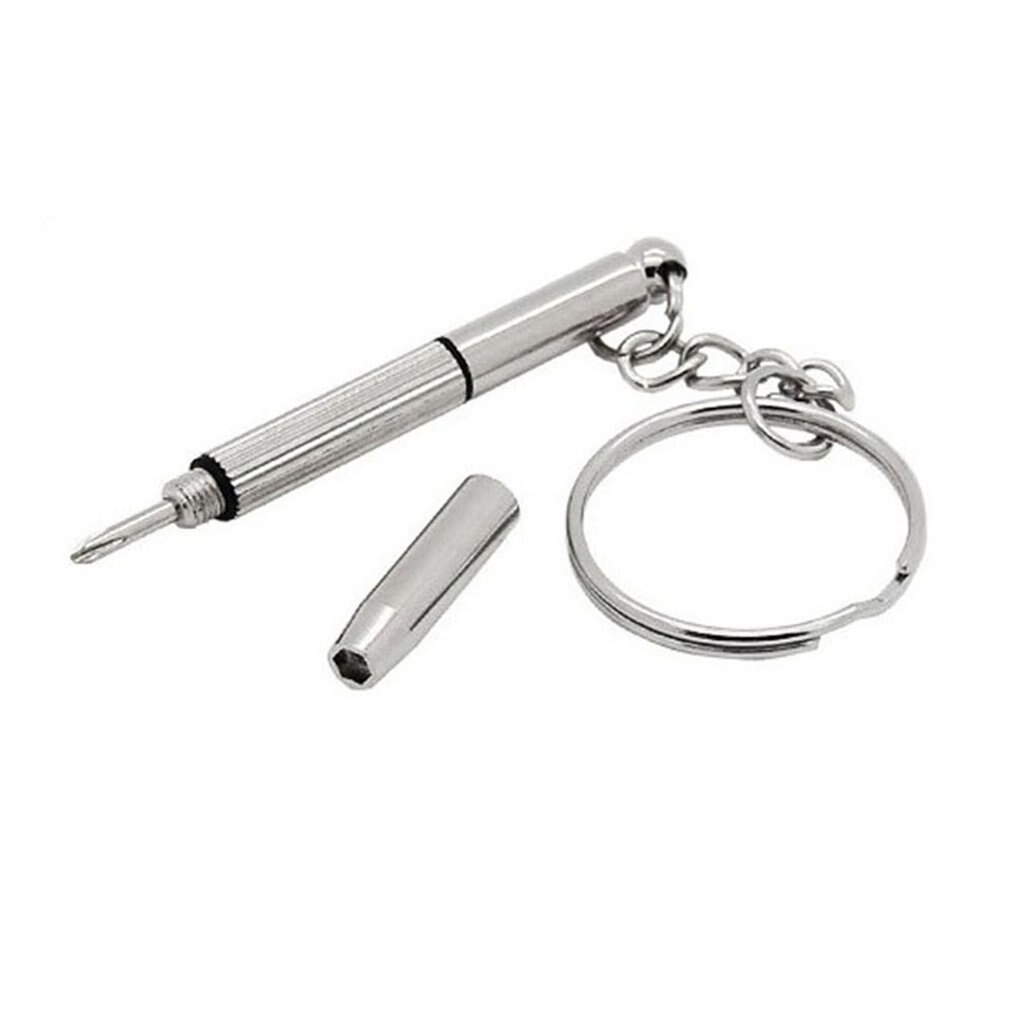 Multifunction Eyeglass Screwdriver Mini Hand Tool 3-in-1 Eyeglass Screwdriver Sunglass Watch Repair Kit with Keychain