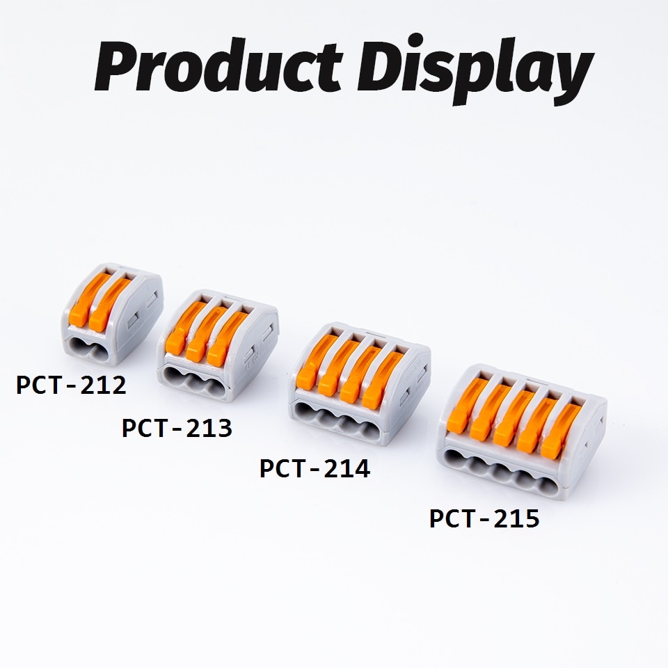 PCT- 212 213 215 Quick Connector Spring Terminal Block Electric Wire Cable 2/3/5 Way Screw Terminal Block