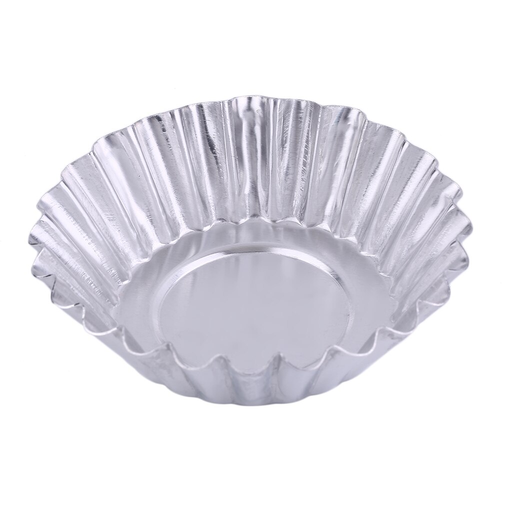 Nonstick Ripple Aluminum Alloy Egg Tart Mold Flower Shape Reusable Cupcake and Muffin Baking Cup Tartlets Pans