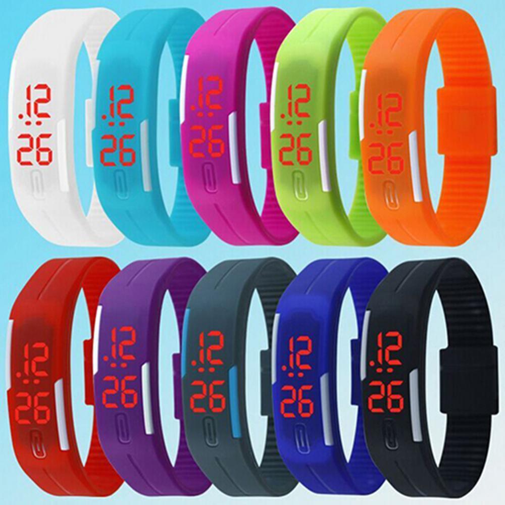 Unisex Fashion Silicone Red LED Sports Bracelet Touch Digital Wristwatch Sports Clock Bracelet Touch Digital Watch Reloj Mujer