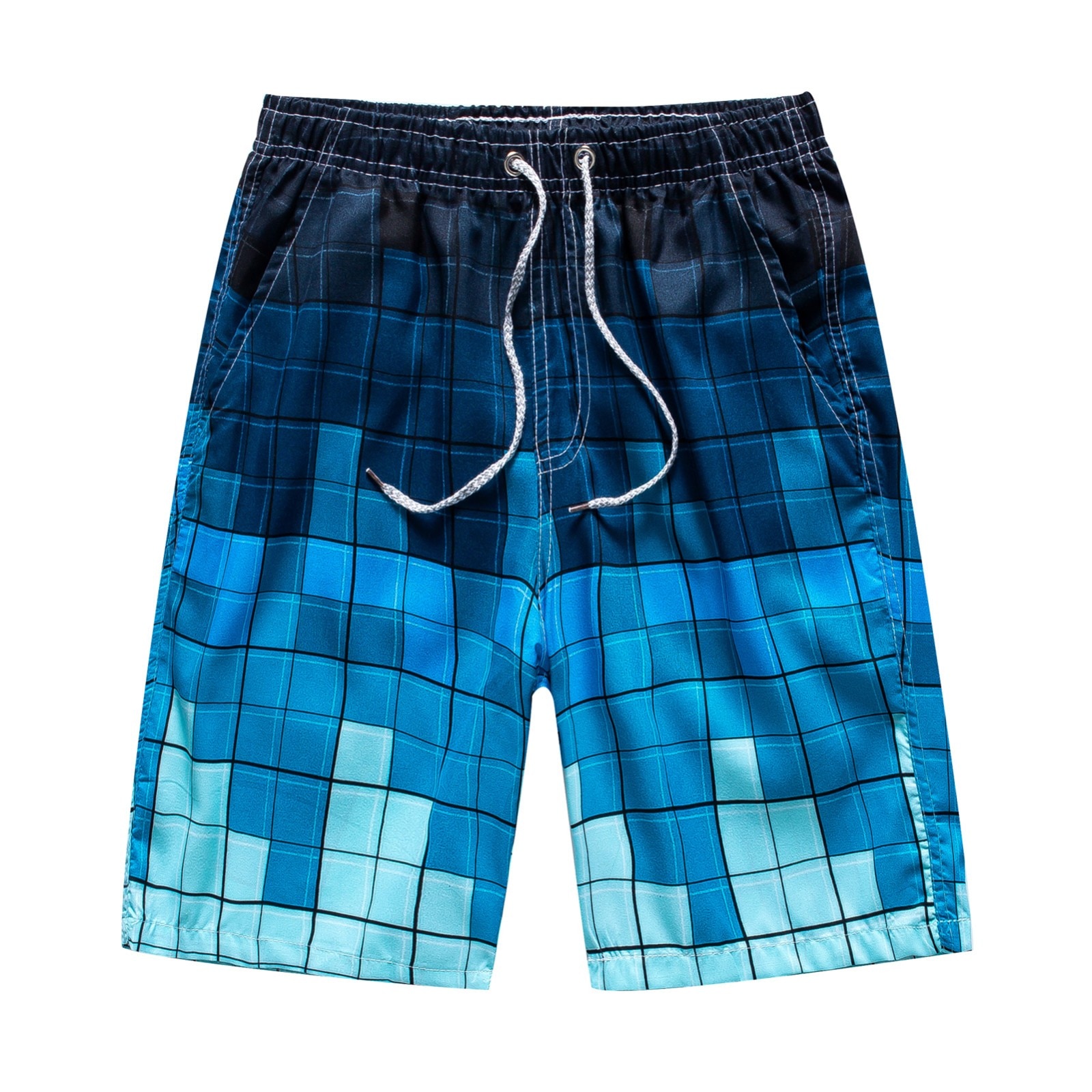 80# Summer Men's Tide Brand Shorts Plaid Printing Five-Point Pants Japanese Youth Student Sports Pants Men's Casual Beach Pants