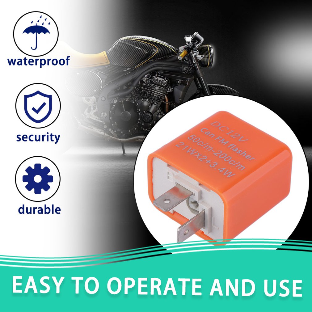 2 Pin Universal Speed Adjustable LED Flasher Relay Motorcycle Turn Signal Indicator Easy to Install Indicator Orange