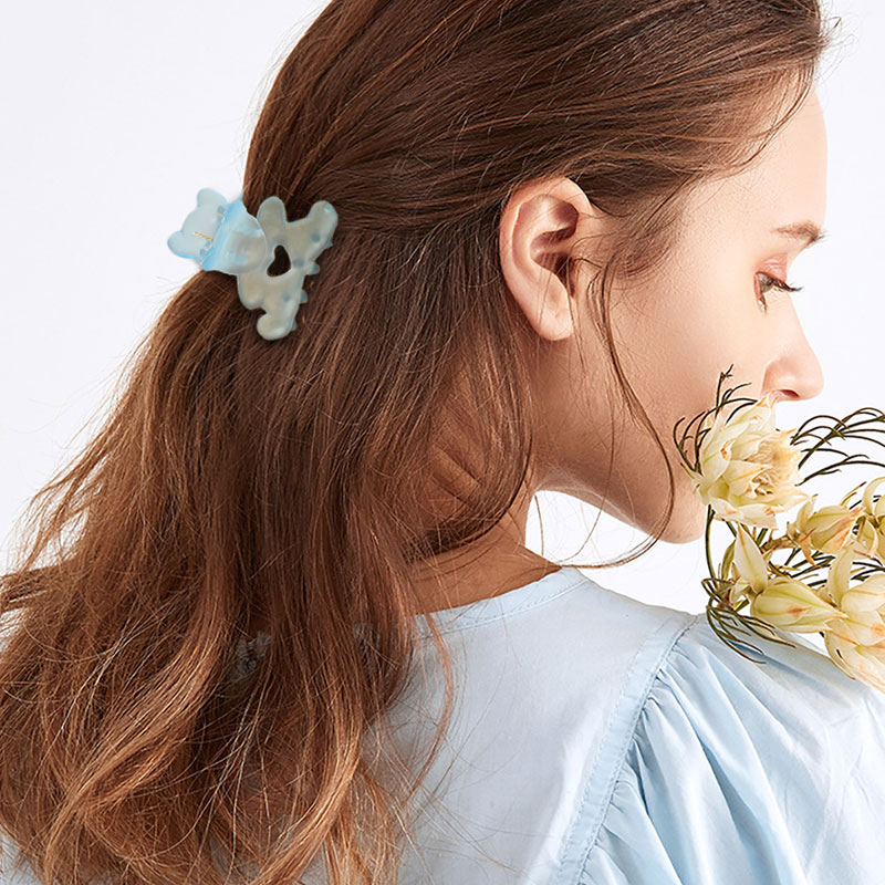 Women Matte Hair Claw Solid Color Claw Clip Barrette Crab Transparent Candy Color Bear Hairpin Lady Ponytail Hair Accessory