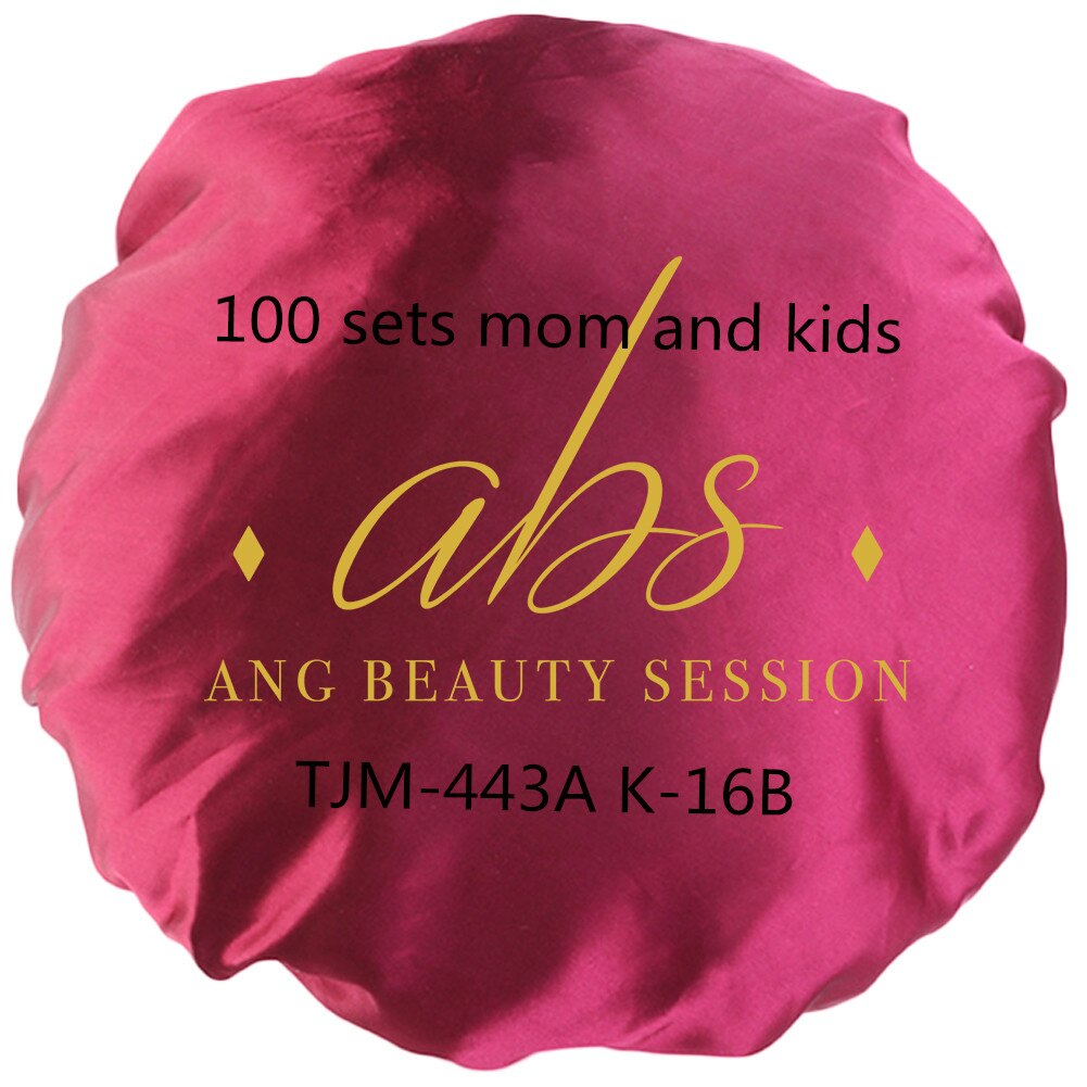 100 Sets Mommy And Baby 2pcs Set Satin Bonnet for curly Hair Double Layer Silky Night Sleep Cover Cap Parents and kids Hat
