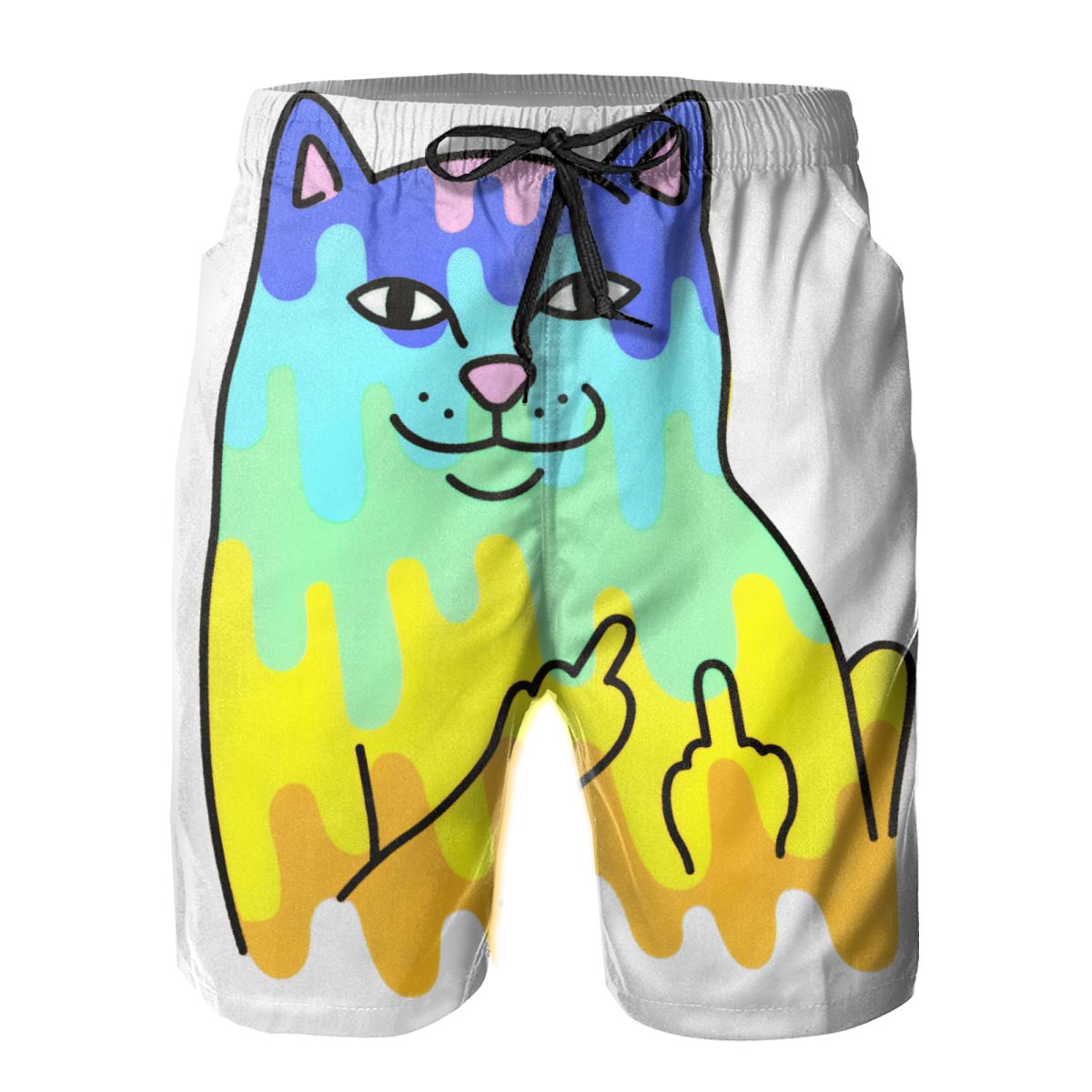 R.Ip N-DiP Men's Quick Dry Swim Trunks Colorful Stripe Beach Shorts with Mesh Lining