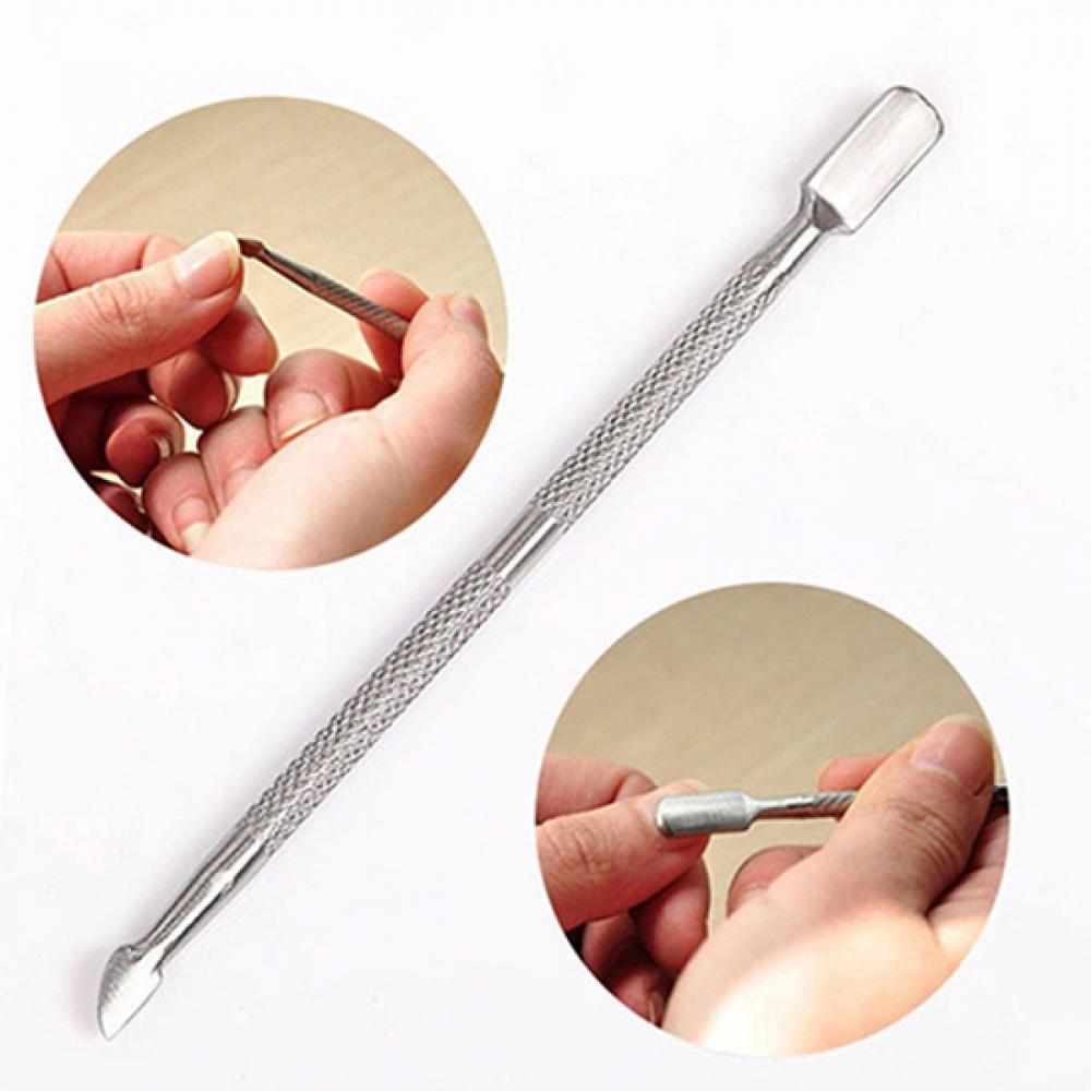 80% Hot Sale Stainless Steel Cuticle Nail Pusher Remover Double Ended Pedicure Manicure Nail Remove Dead Skin Professional Tools