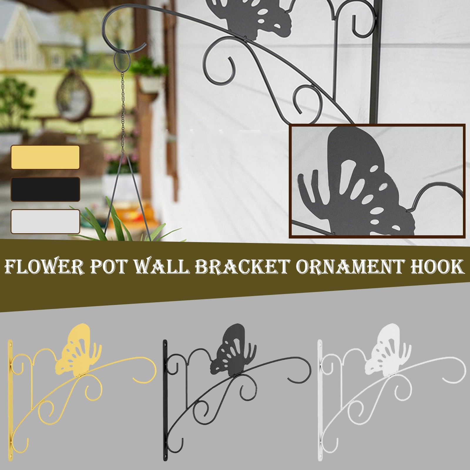 Iron Wall Hanging Bracket Plant Stand Flower Pot Hook Landscaping Bracket for Home Garden Plant Hanger For Indoor Outdoor Plants