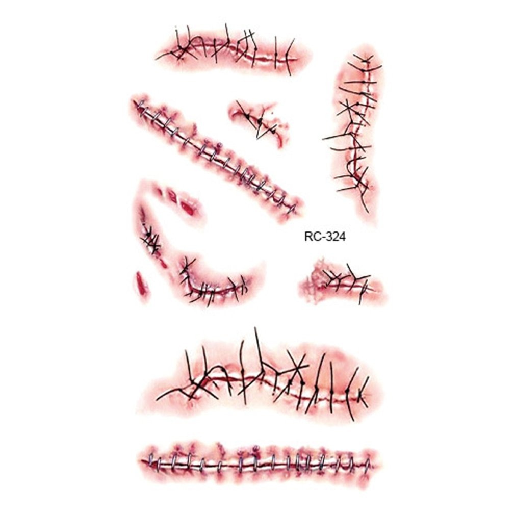 creative Halloween Horror Wound Realistic Bloodstained Scar Pattern Waterproof Tattoo Stickers festival decorations