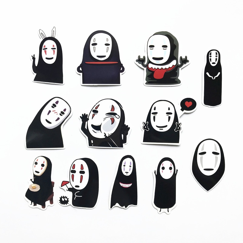 12pcs Pack Cartoon Stickers Stage Decoration Japanese Anime Faceless Man Cute Spirited Away