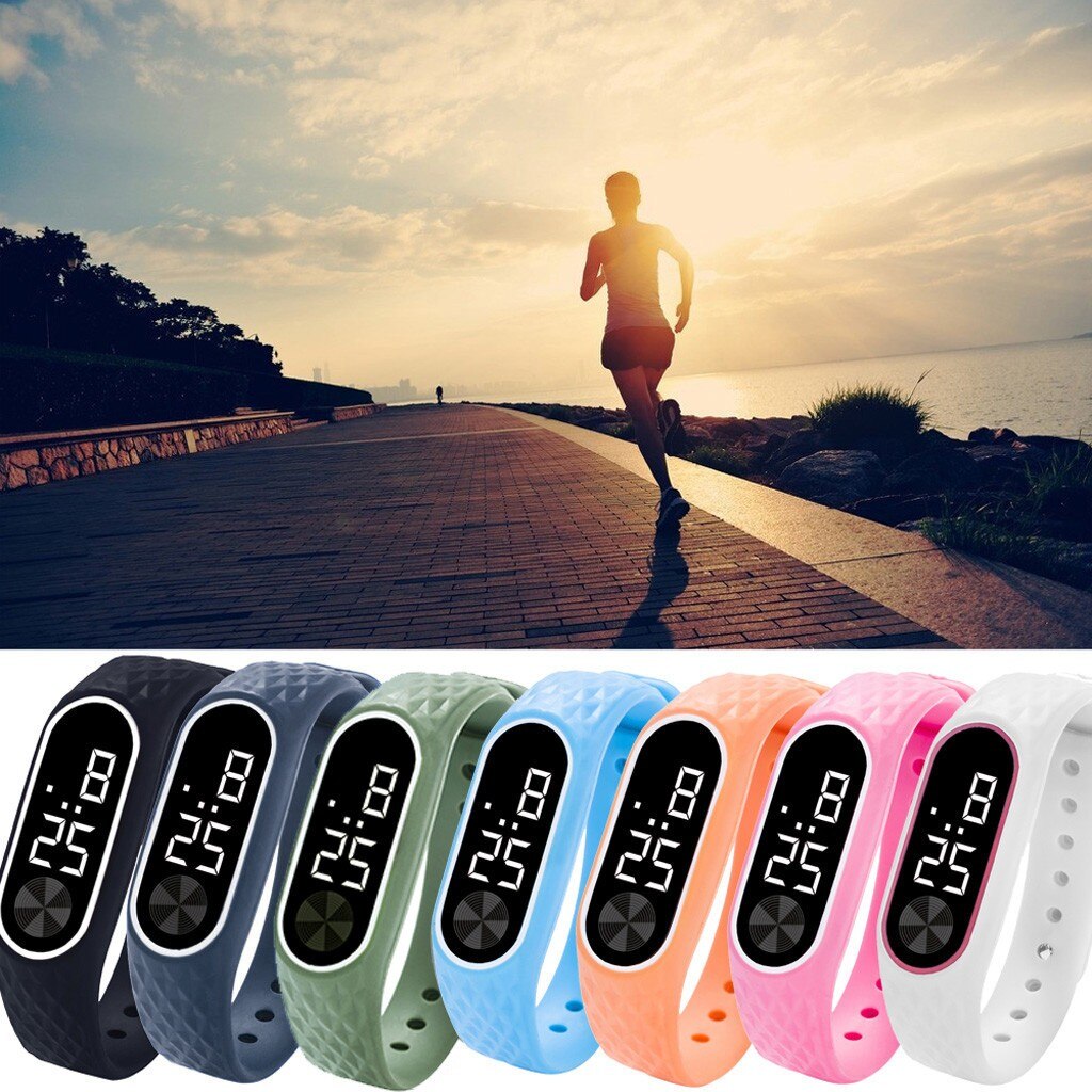 LED Digital Display Sports Watch Men Women Fitness Running Wristwatch Bracelet Children's Students Silica Gel Wrist Watches