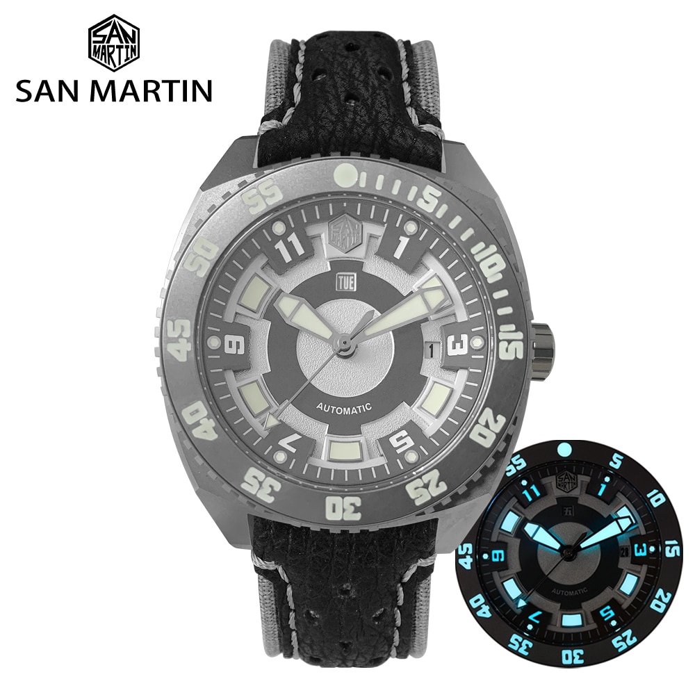 San Martin Mechanical Men's Watch Swiss ETA 2836 Titanium Grade 5 Sapphire Crystal Glass Shark Luminous Dial Limited Edition