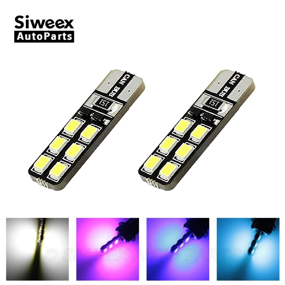 2 PCS/LOT T10 W5W Car LED Bulbs 12 SMD CANBUS ERRO FREE 194 168 2835 Turn Signal Lamp White Blue Ice Blue Reading Lights