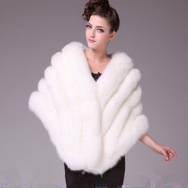 Autumn Winter Ladies' Real Natural Fox Fur Shawls Women Fur Pashmina Wraps Wedding Bridal Party Capes VF0561