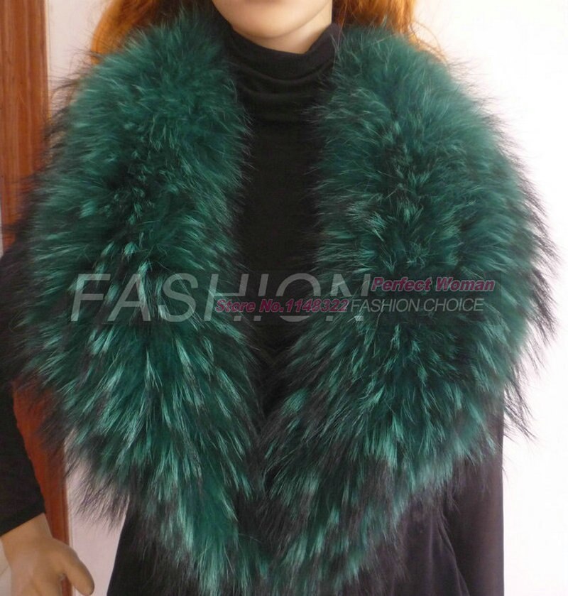 Free shipping collar scarf custom Large fur scarf color collars women raccoon fur collars scarves green raccoon fur scarf