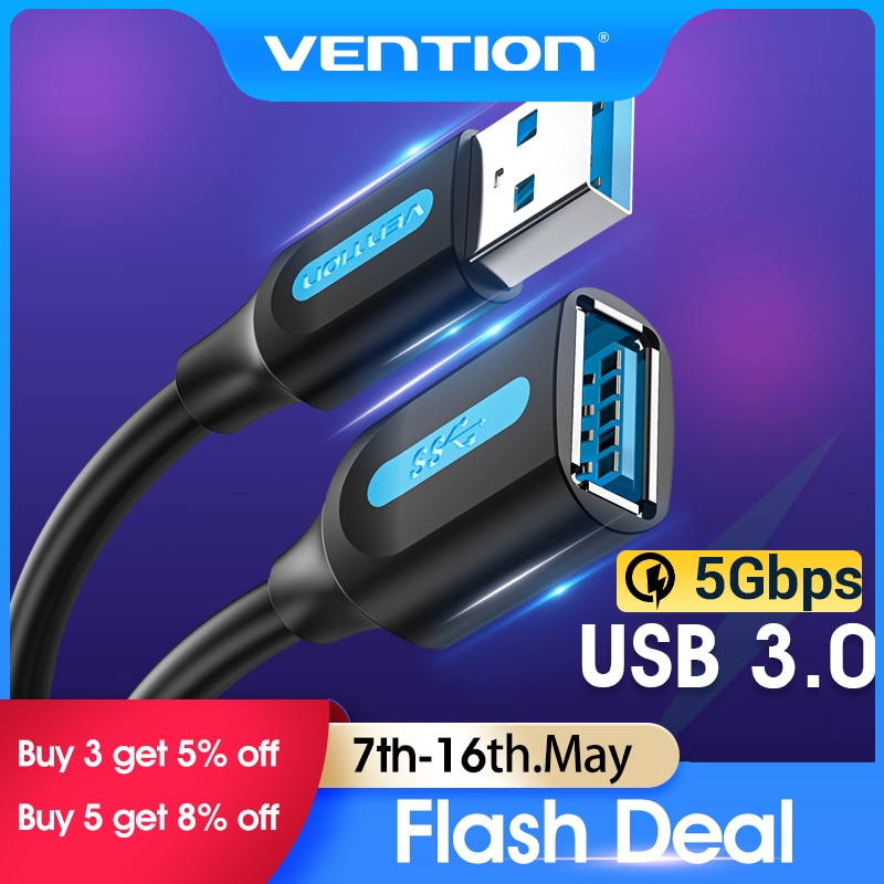 Vention USB 3.0 Extension Cable USB 3.0 2.0 Cable Extender Data Cord for PC Smart TV Xbox One SSD Fast Speed USB Cable Extension