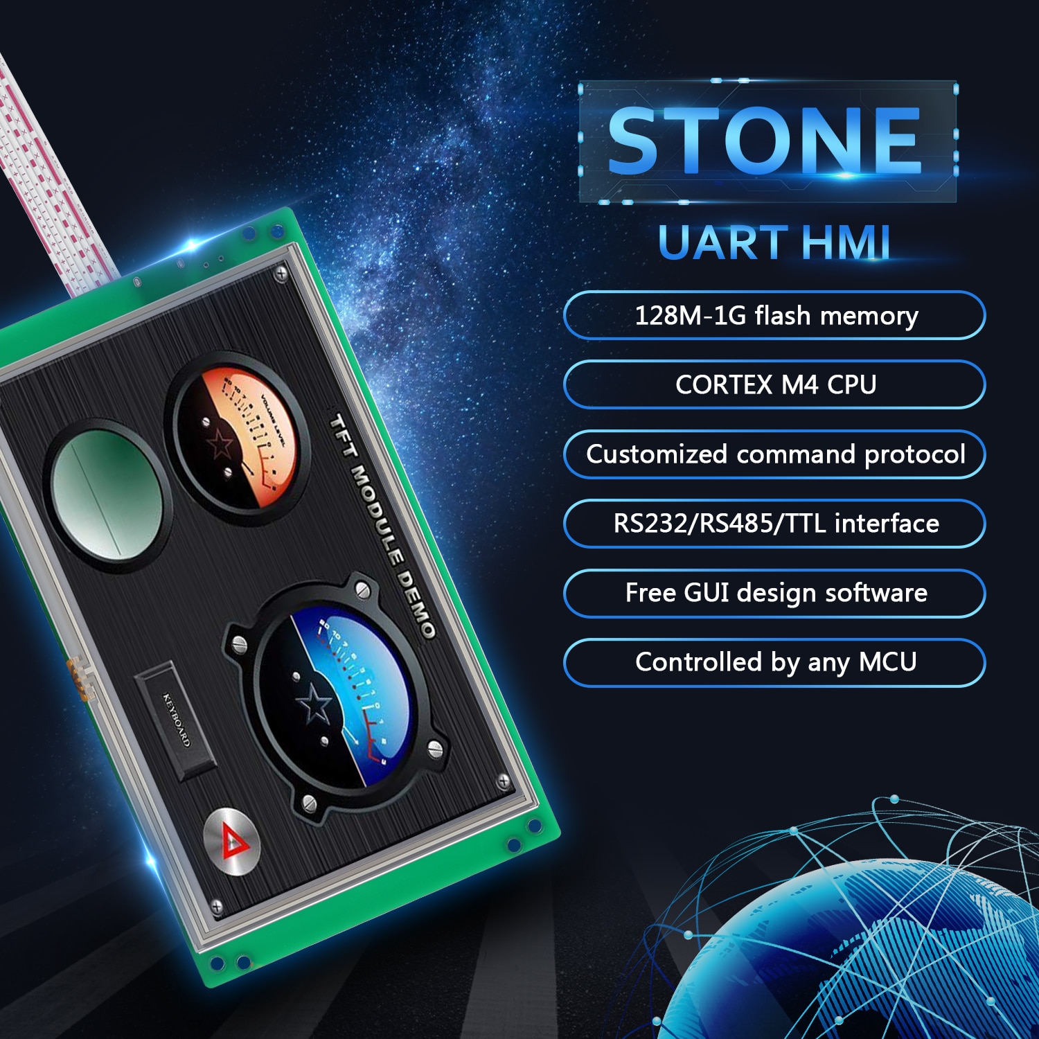 3.5 Inch HMI Open Frame Programmable Monitor 320*240 with Software + Touch Controller + Serial Interface 100PCS