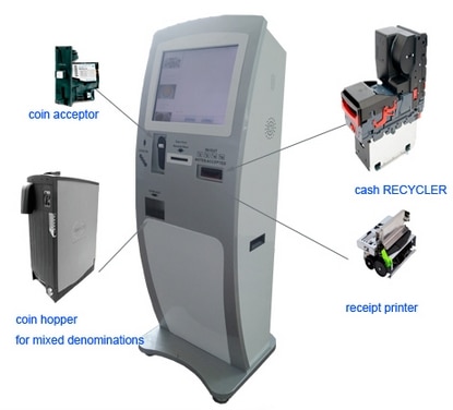 Accept currency and return changes Restaurant Ordering Kiosk with Software Support Payment Kiosks Electronic Consumer Machine