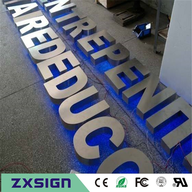 Factory Outlet Stainless steel led backlit metal letters, back light up office signs