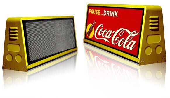 P5 Double Sided Asynchronous Control Taxi LED Display Advertising Sign / LED Taxi Roof Sign