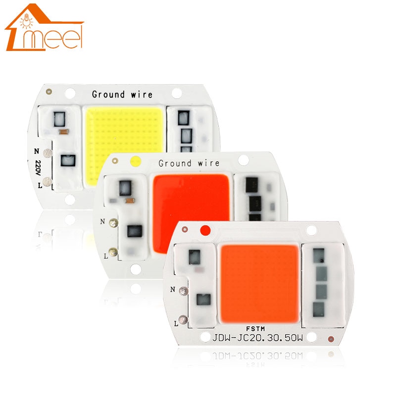 COB LED Lamp Chip 10W 20W 30W 50W LED COB Bulb Lamp 220V IP65 Smart IC Driver Cold/ Warm White LED Spotlight Floodlight