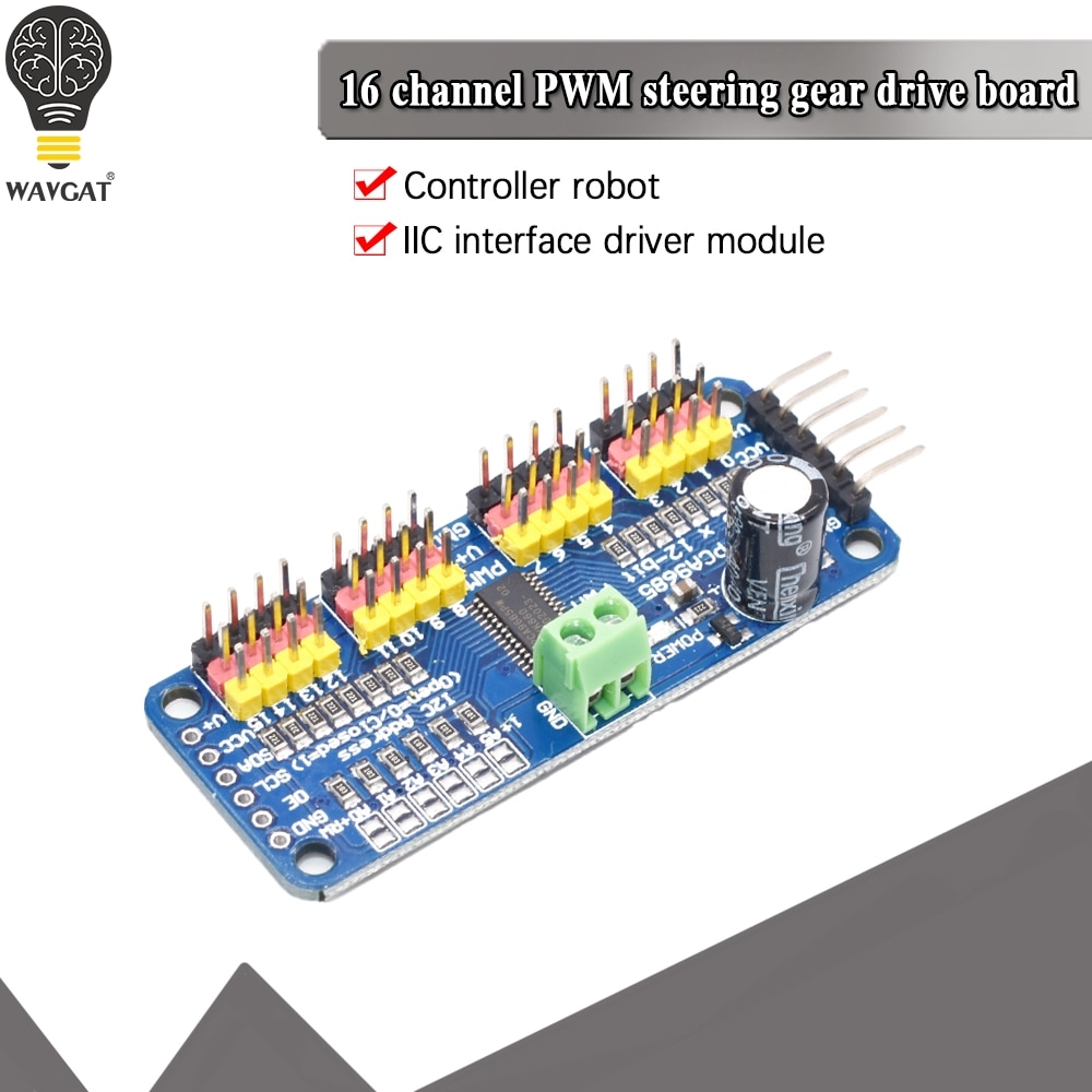 16-Channel 12-bit PWM/Servo Driver - I2C interface - PCA9685 for Arduino Raspberry Pi DIY Servo Shield Module