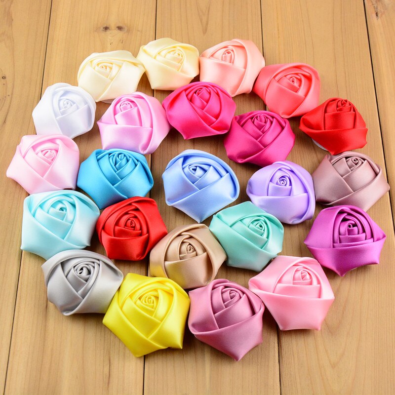 DHL Free shipping, 500 pcs/lot , Satin Rosette - 2" inch satin rose flowers - satin smooth rosette