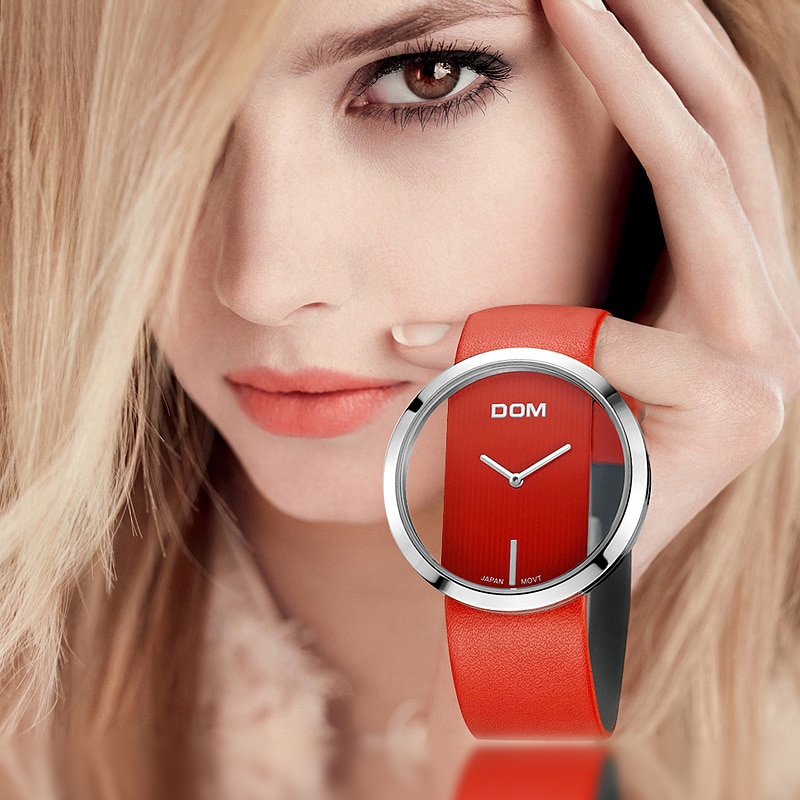 DOM fashion Women Watches Japan Movement Women's watches Quartz Watch wristwatch girl waterproof simple Clock genuine leather