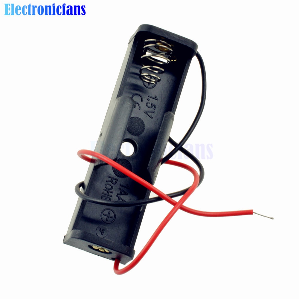 1PCS Plastic Battery Case Storage Box Holder With Wire Leads for AA 1.5V 1XAA Batter