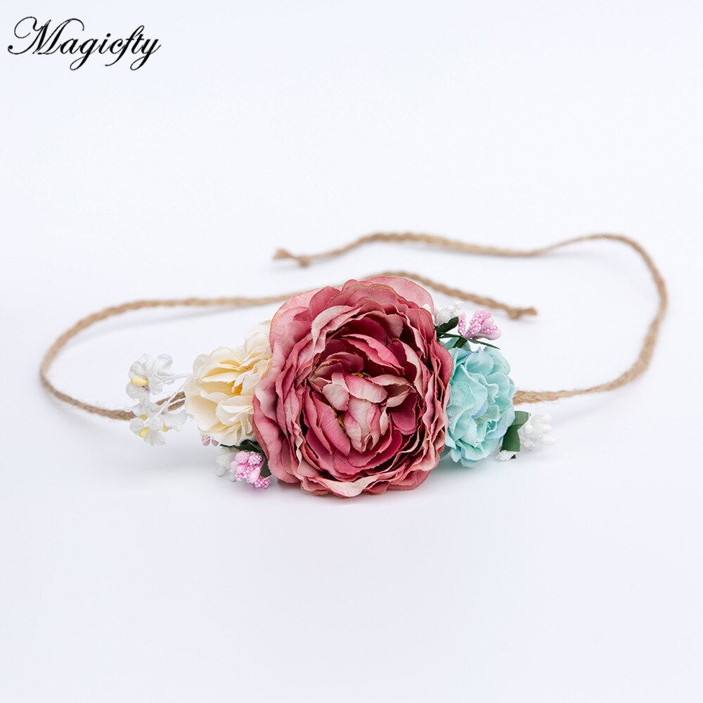 Fabric Flower Crown headwear girl peony Flower Tie back halo Bridal Flower Crown headbands hair Accessories 120pcs