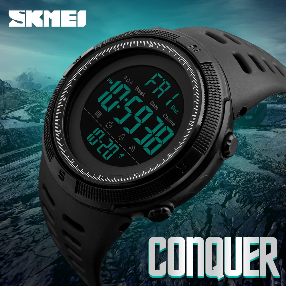 SKMEI Brand Men Sports Watches Fashion Chronos Countdown Men's Waterproof LED Digital Watch Man Military Clock Relogio Masculino