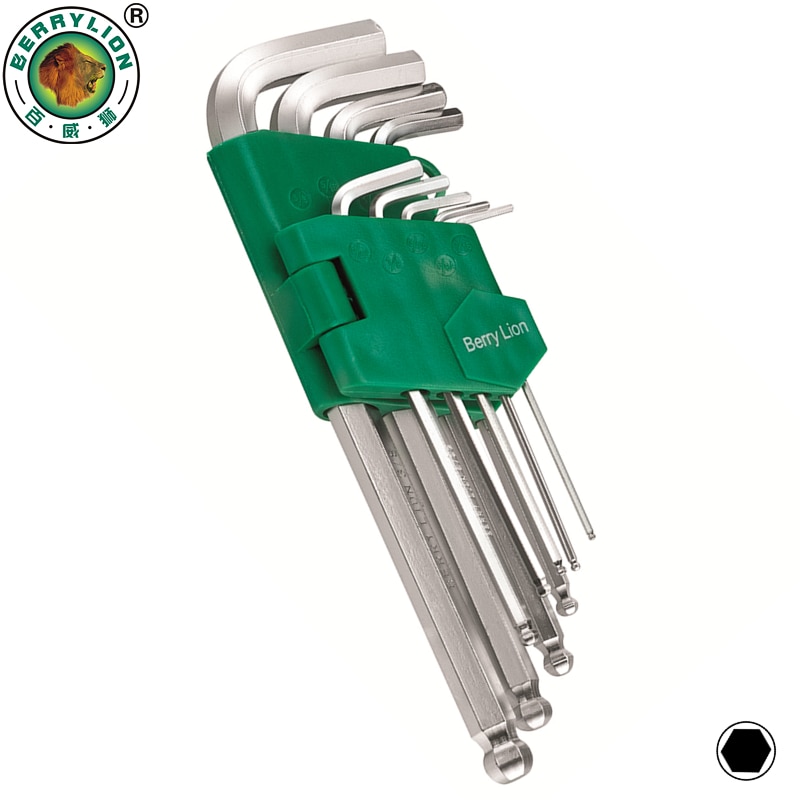 BERRYLION 9pcs Inches Hex Allen Key Set L-Shape 1/16''-3/8'' Allen Wrench Universal Key Hexagon For Repair Bicycle Hand Tools