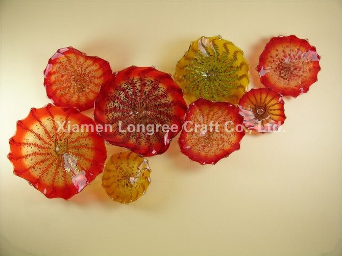 Artistic Plate with Various Spirals on it Blown GLass Flower Wall Plates