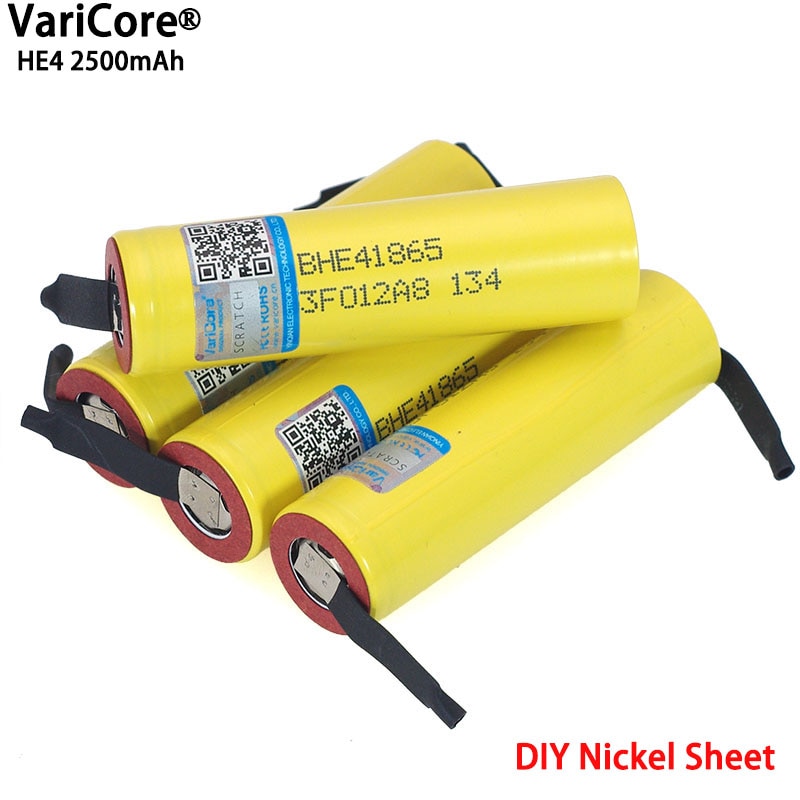 New Original HE4 2500mAh Li-lon Battery 18650 3.7V Power Rechargeable batteries Max 20A,35A discharge + Nickel sheet
