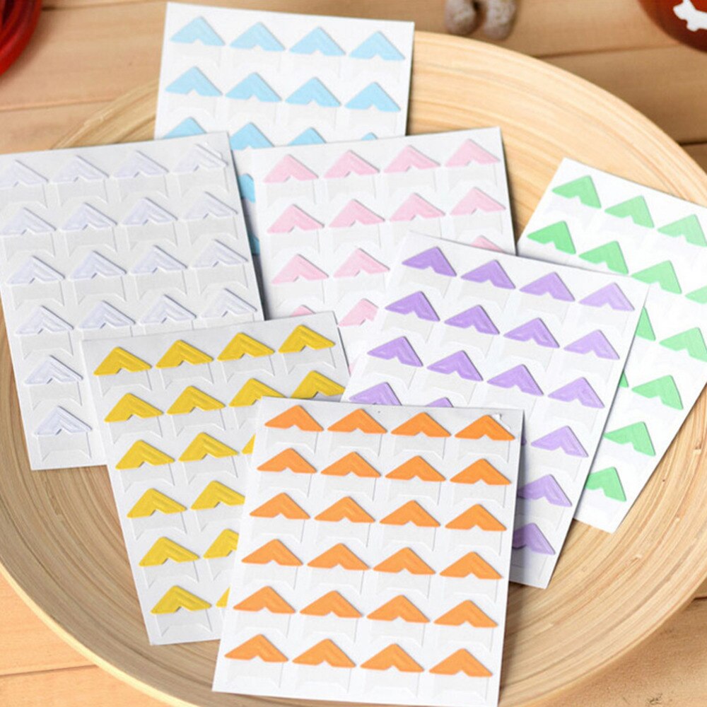 24 pcs/ sheet Colorful Instax Mini Hand-made Stickers Retro Pvc Photo Corner Sticker label Album Decor Sticker
