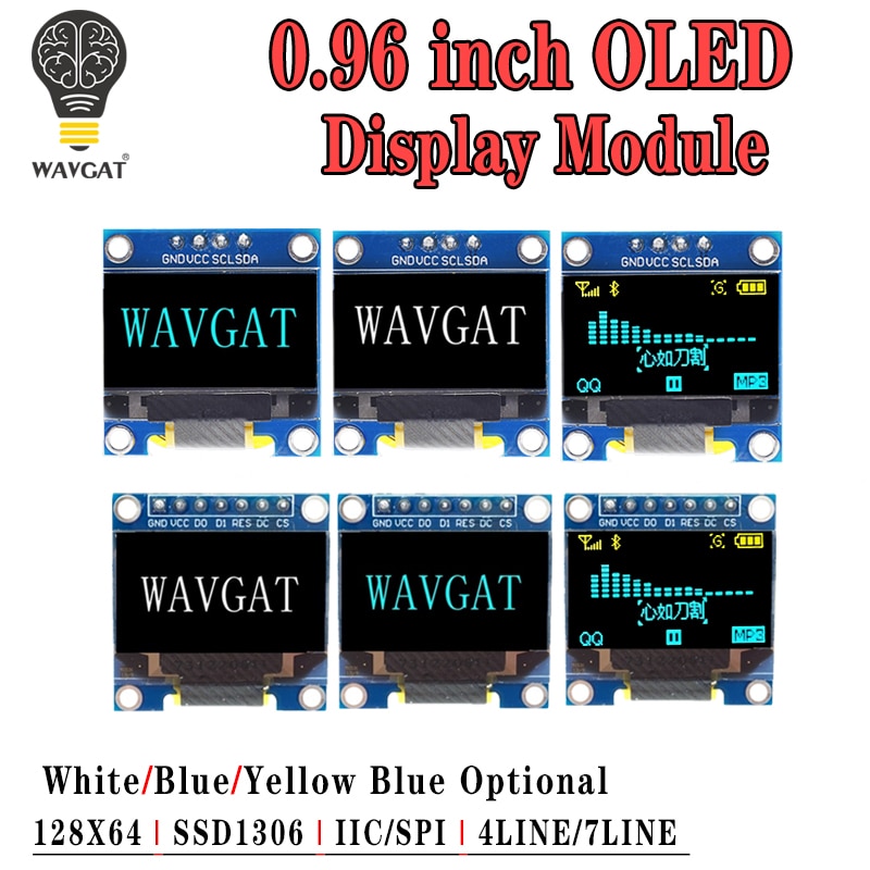 0.96 inch OLED IIC Serial White Display Module 128X64 I2C SSD1306 12864 LCD Screen Board GND VCC SCL SDA 0.96" for Arduino Black