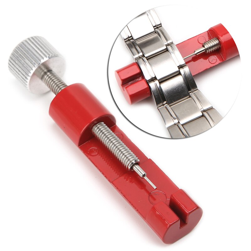 Watch Band Adjustable Remover Kit Metal Strap Bracelet Link Pin Repair Tool with Extra Pins Red