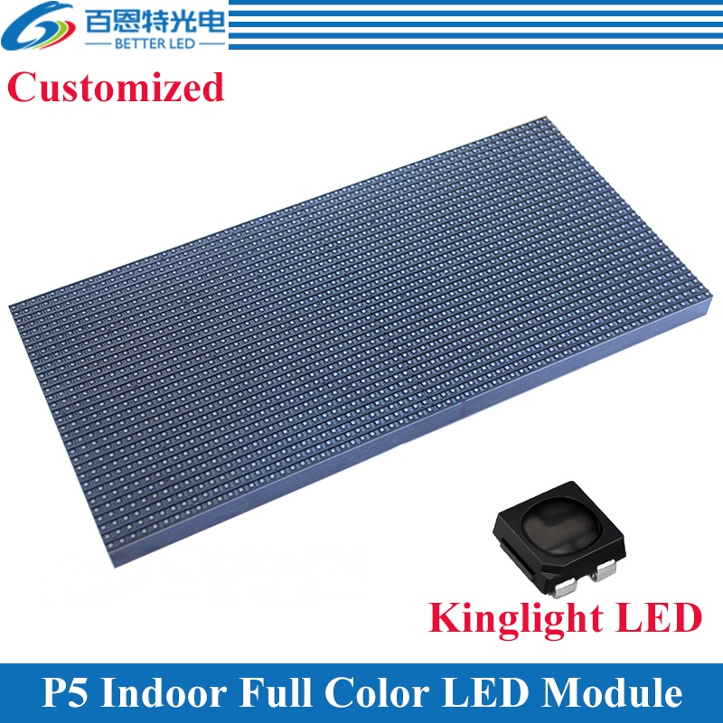 100pcs/lot Kinglight Black LED Indoor 1/16 Scan RGB P5 Full color LED display module 320*160mm 64*32pixels