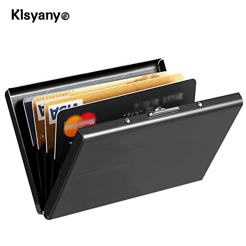 Stainless Steel Metal Card Case Box Men Women Business Slim Credit Card Holder Protector Wallet Cover Coin Purse Aluminum