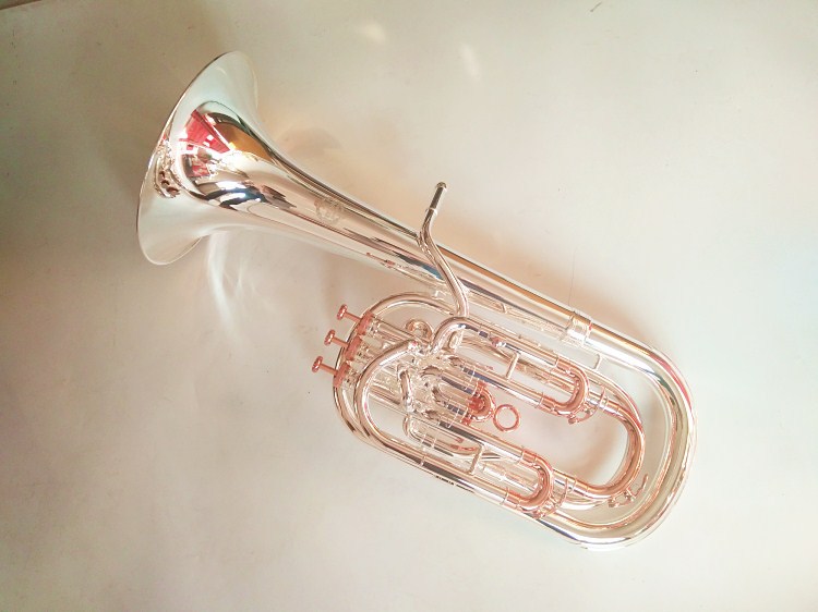 Professional Level Euphonium Horn Bb Key 3+1 Piston Compensating System Silver Plated with Nylon Case and Mouthpiece Instruments