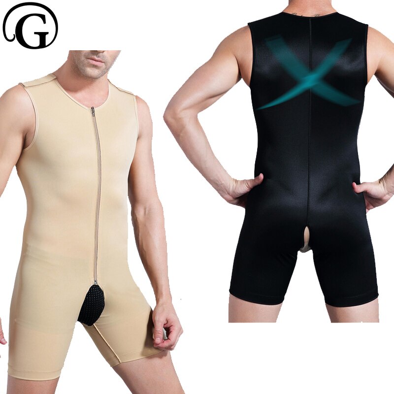PRAYGER Men Gynecomastia Slimming Full Body Shaper Sleeveless Waist Trainer Bodybuilding Shapewear Control Boobs Bodysuits