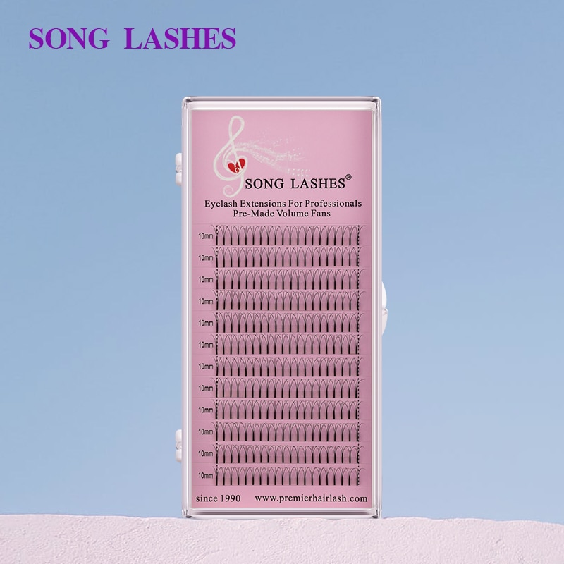 SONG LASHES 0.07 0.10mm Thickness Long Stem Premade Volume Fans Premade Fan Eyelash Extensions For Professional