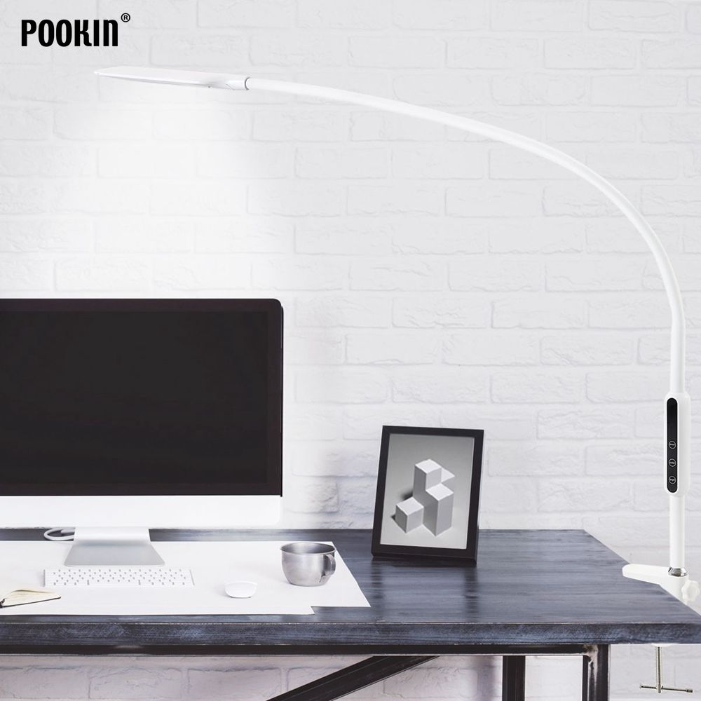 Long Arm Table Lamp Clip Office Led Desk Lamp Remote Control Eye-protected Lamp For Bedroom Led Light 5-Level Brightness&Color